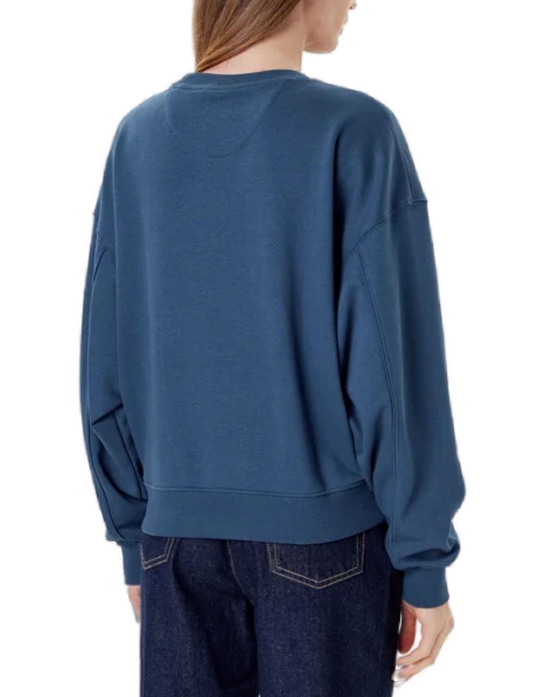 Sudadera Guess Logo Hotfix azul 4G sin capucha para mujer