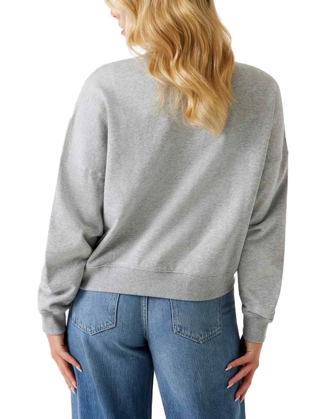 Sudadera Guess Rachele gris brillos sin capucha para mujer