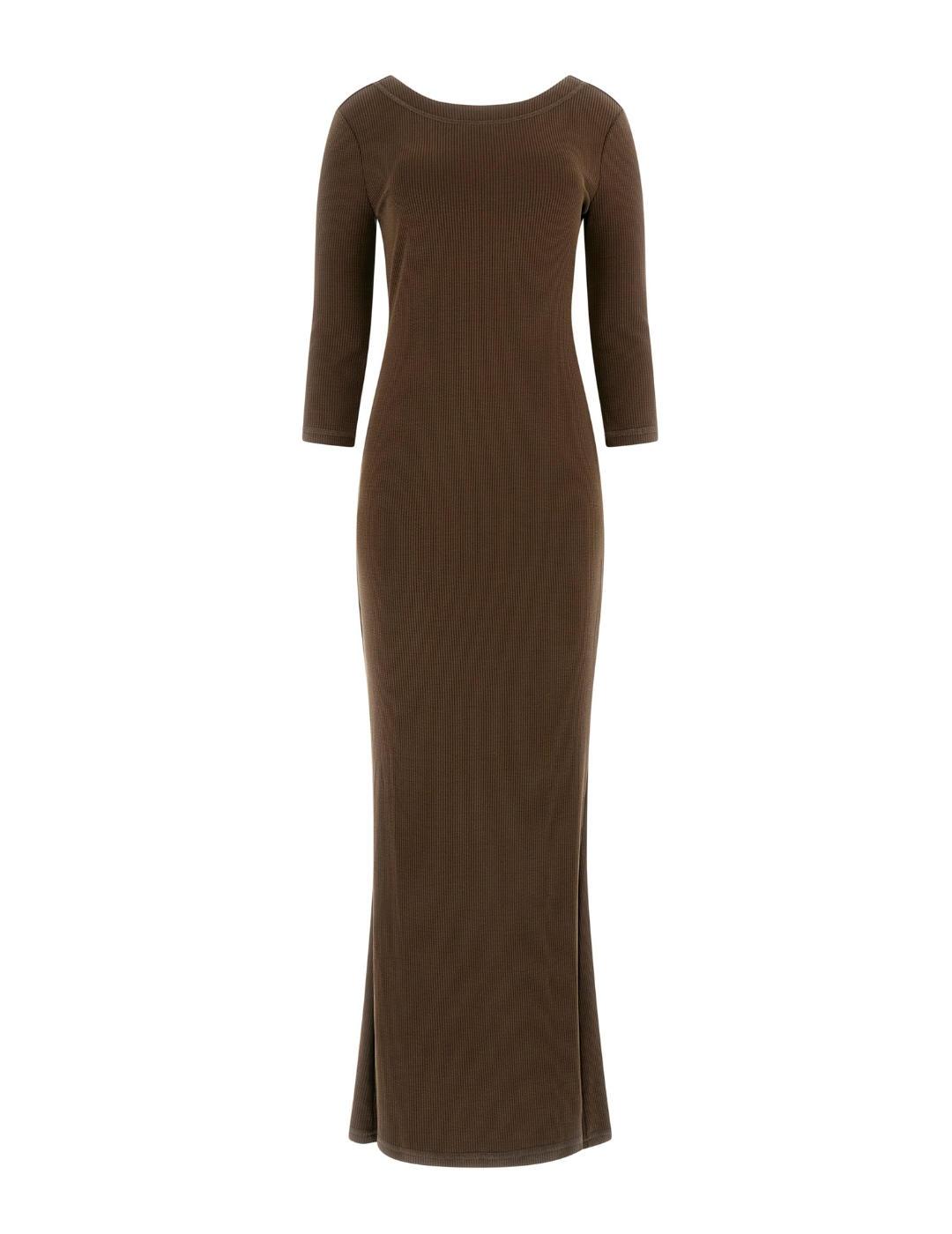 Vestido Guess Lena largo marrón ajustado para mujer