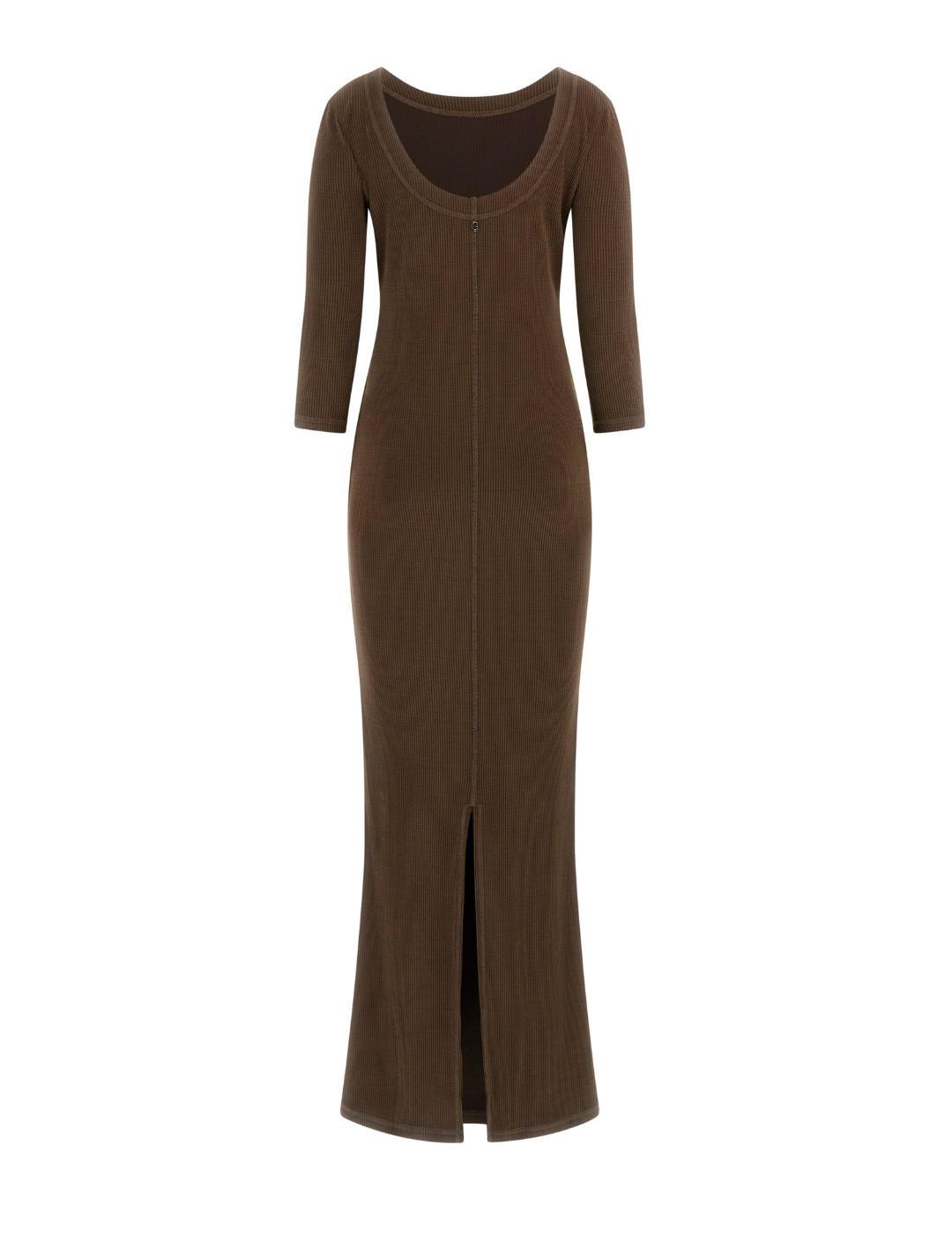 Vestido Guess Lena largo marrón ajustado para mujer