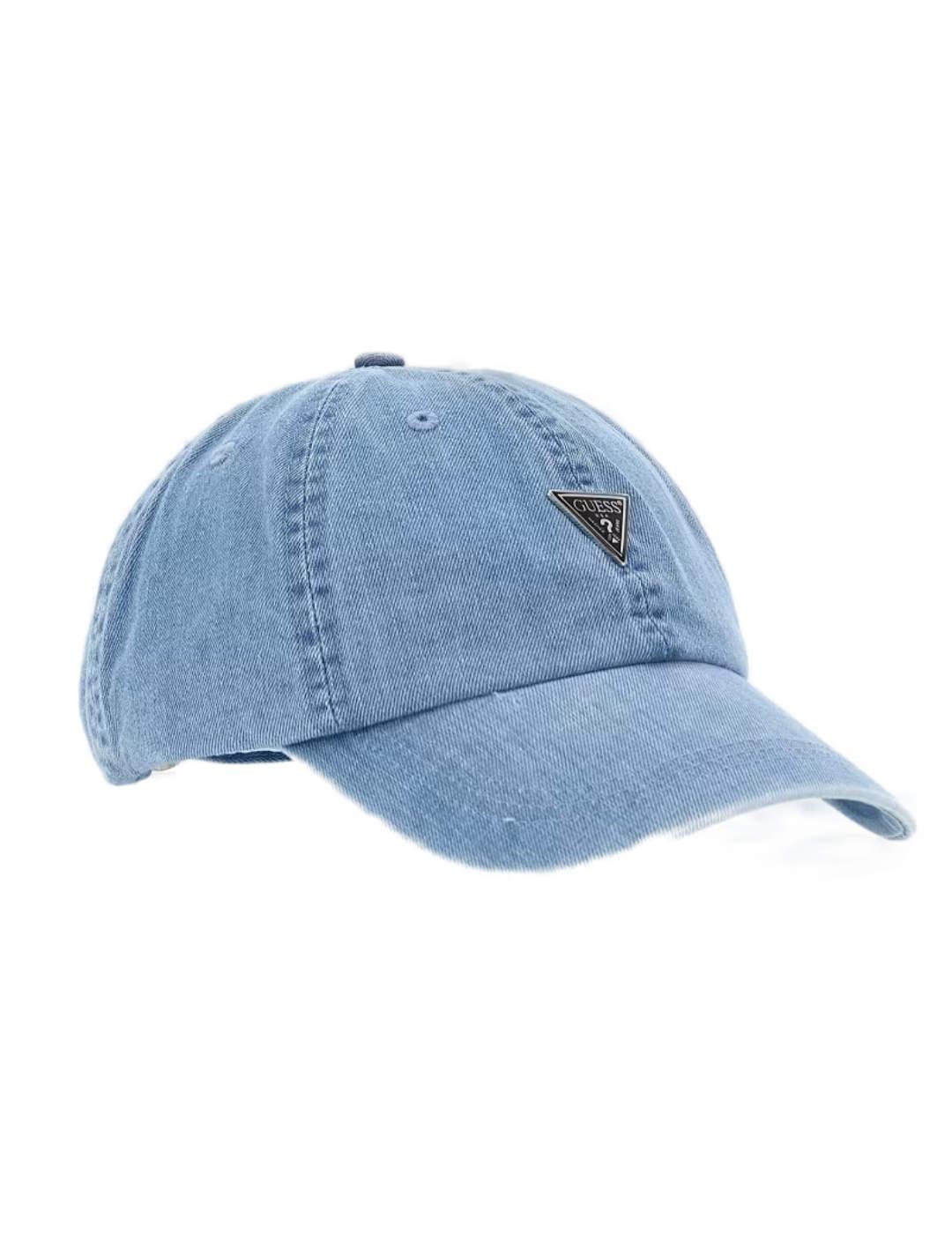 Gorra beisbolera Guess Washed Denim azul claro para mujer
