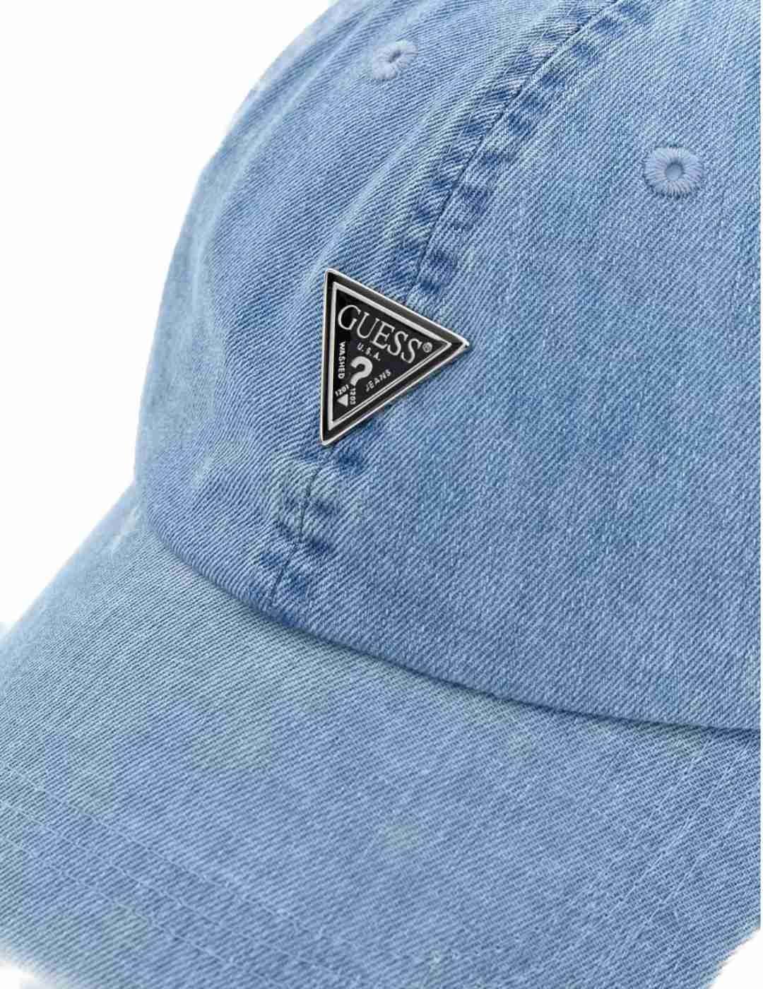 Gorra beisbolera Guess Washed Denim azul claro para mujer