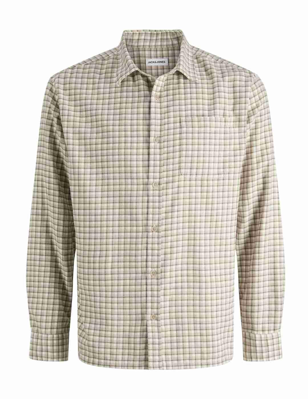 Camisa Jack&Jones James cuadros beige manga larga de hombre