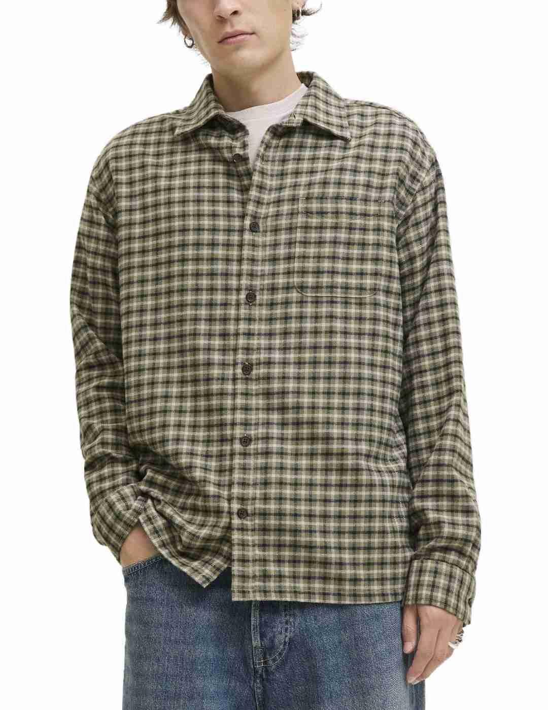 Camisa Jack&Jones James cuadros verde manga larga de hombre