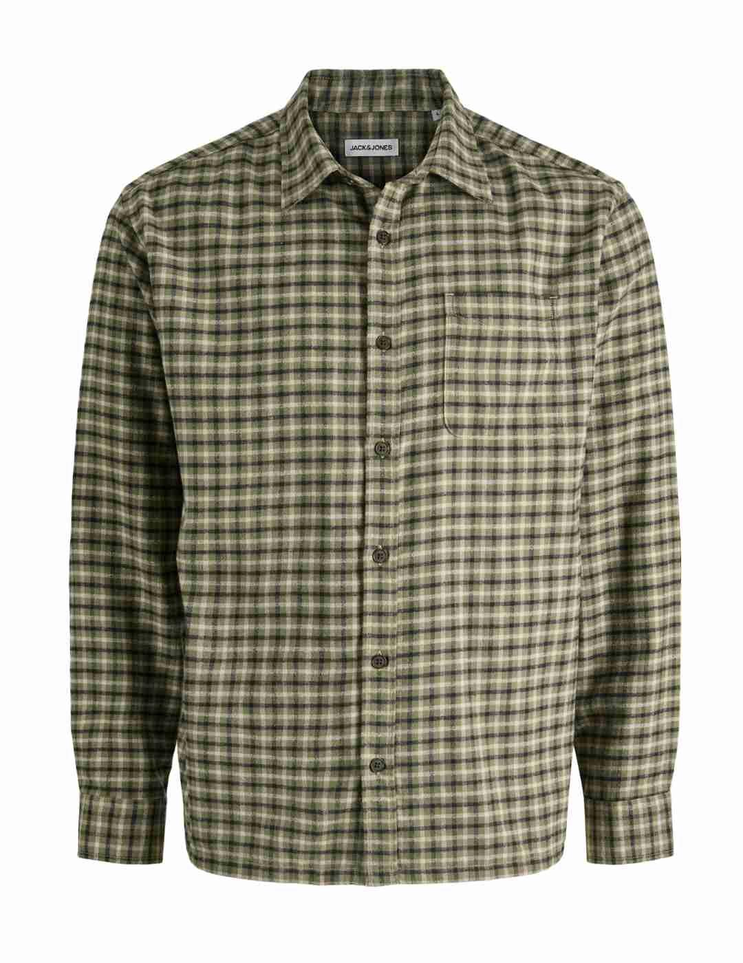 Camisa Jack&Jones James cuadros verde manga larga de hombre