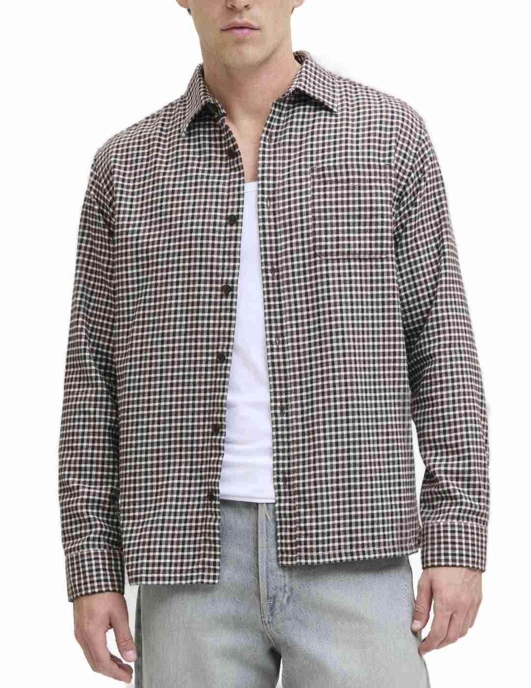 Camisa Jack&Jones James cuadros azul manga larga de hombre