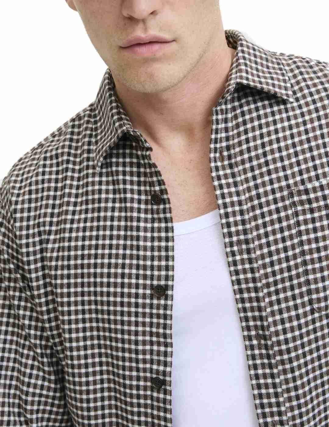 Camisa Jack&Jones James cuadros azul manga larga de hombre