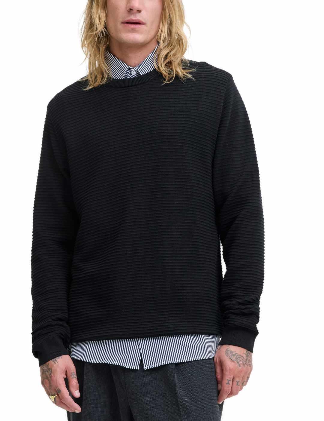 Jersey Jack&Jones Otto negro cuello redondo para hombre
