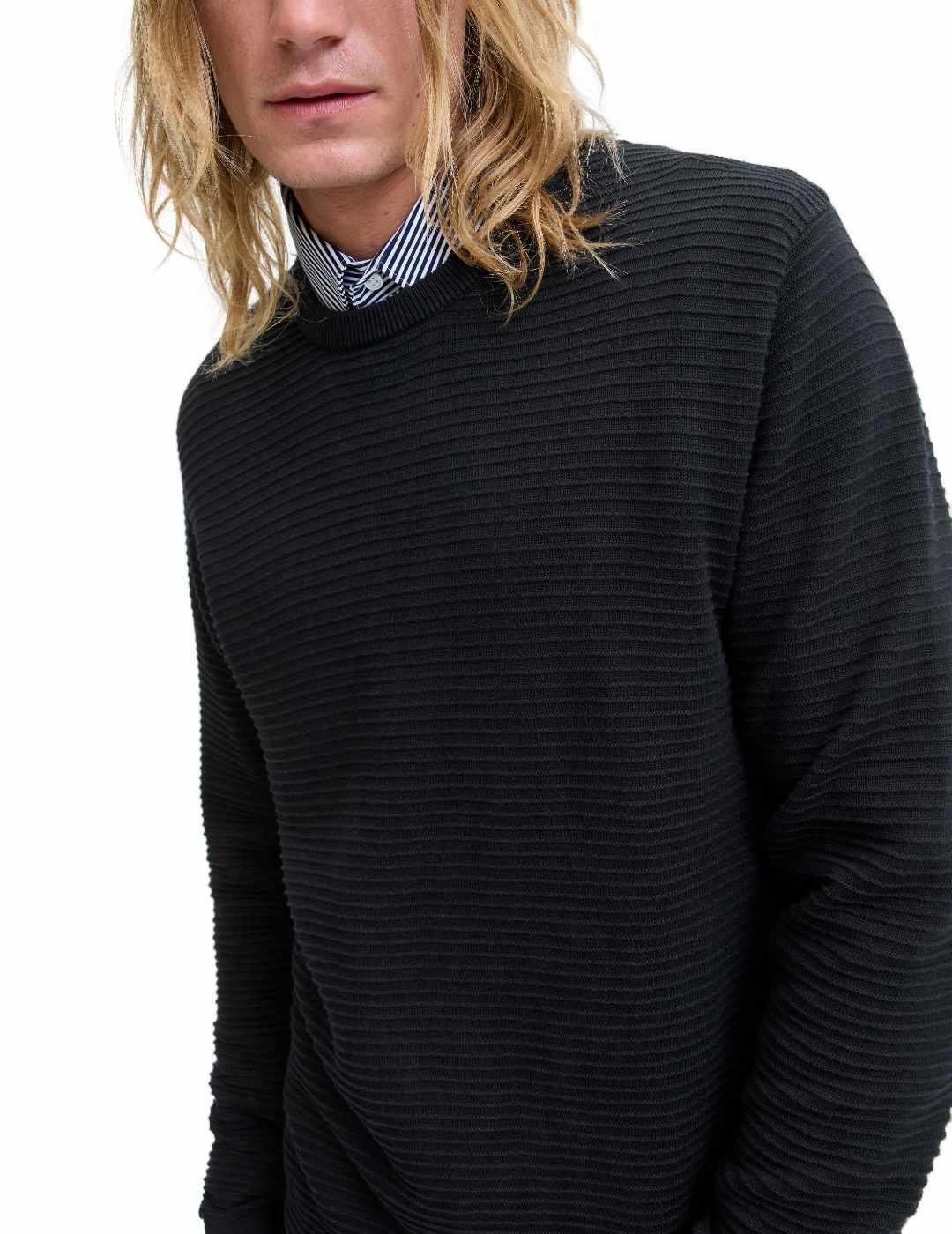 Jersey Jack&Jones Otto negro cuello redondo para hombre