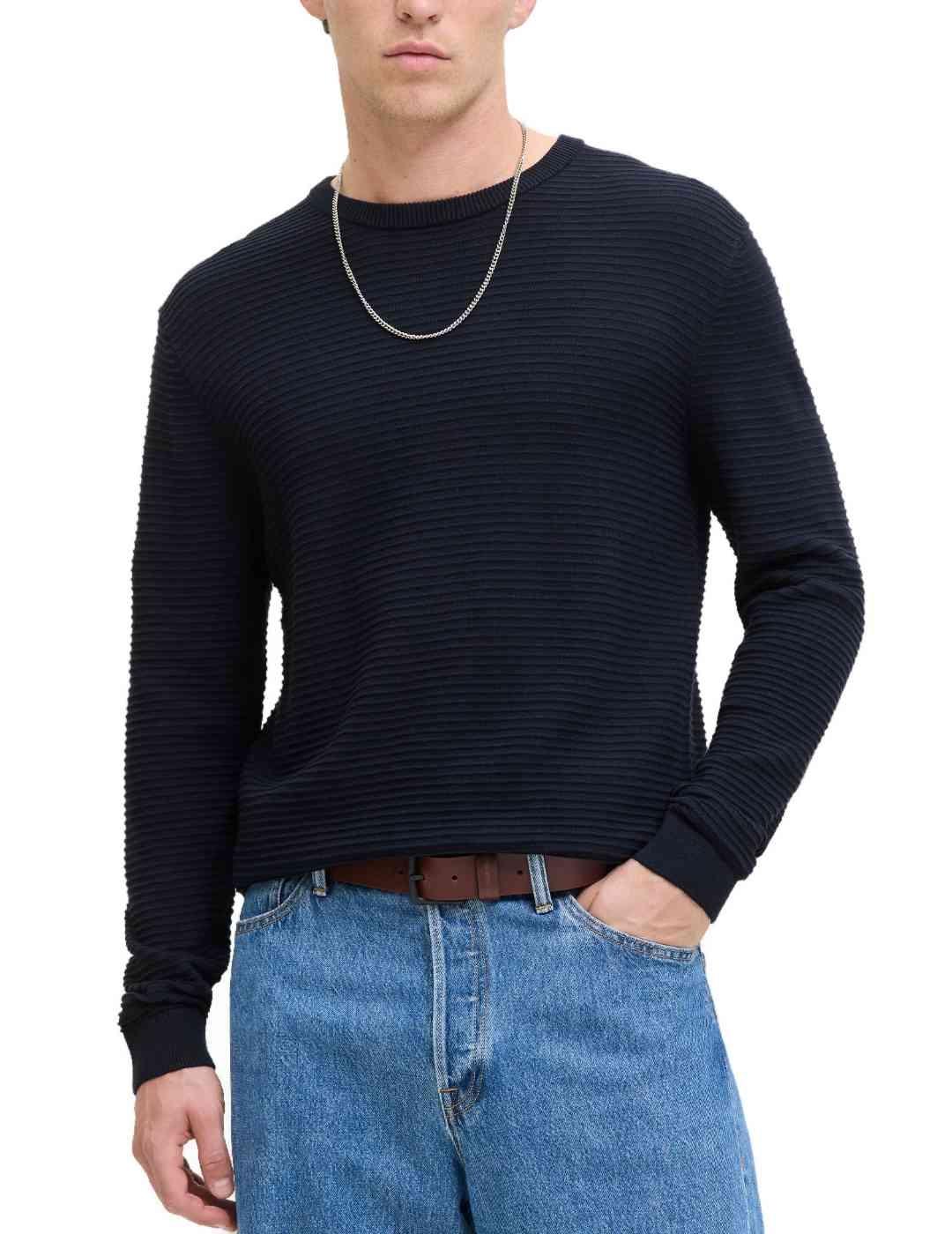 Jersey Jack&Jones Otto azul marino cuello redondo de hombre