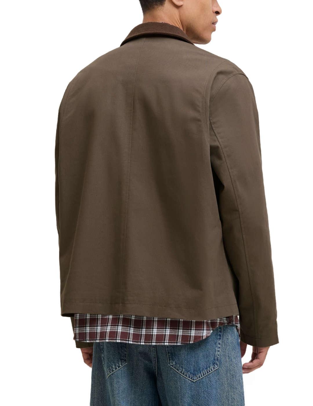 Chaqueta Jack&Jones Grady marrón cuello pana de hombre
