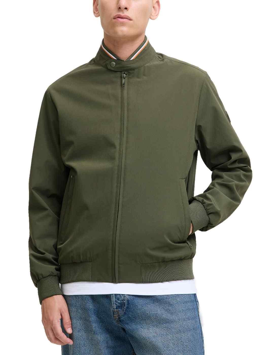 Bomber Jack&Jones Brook verde con cremallera  para hombre
