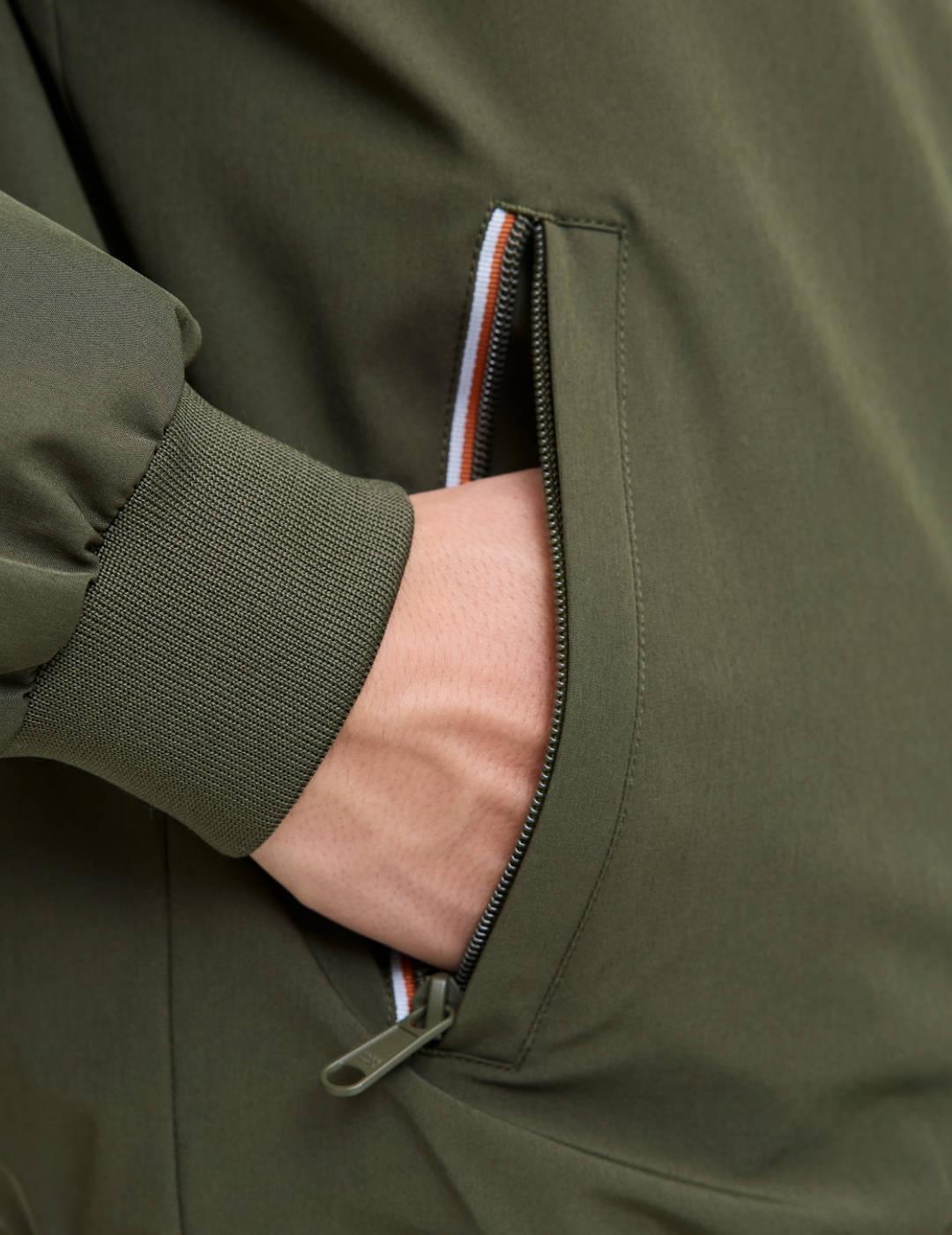 Bomber Jack&Jones Brook verde con cremallera  para hombre