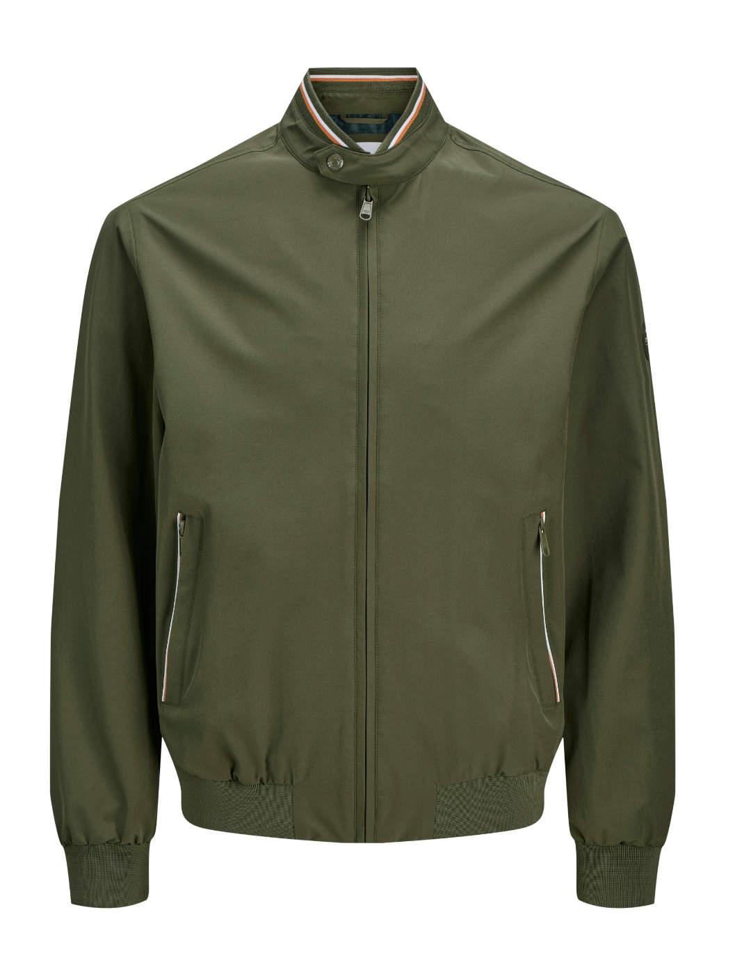 Bomber Jack&Jones Brook verde con cremallera  para hombre