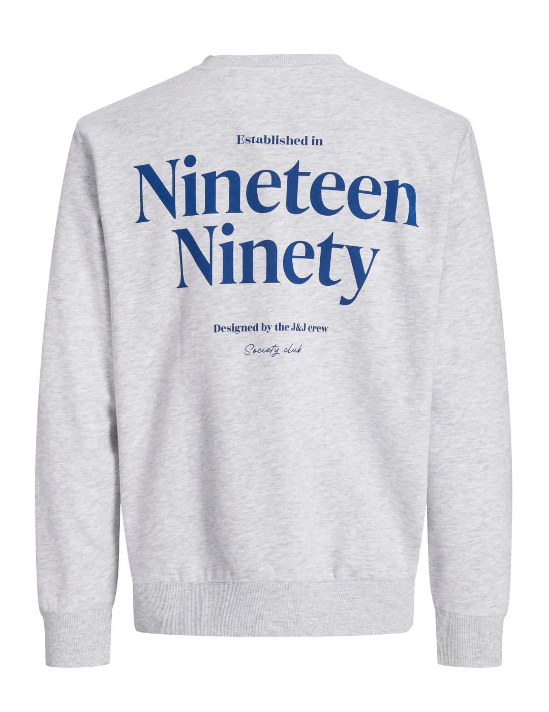 Sudadera Jack&Jones Ninety gris sin capucha de hombre