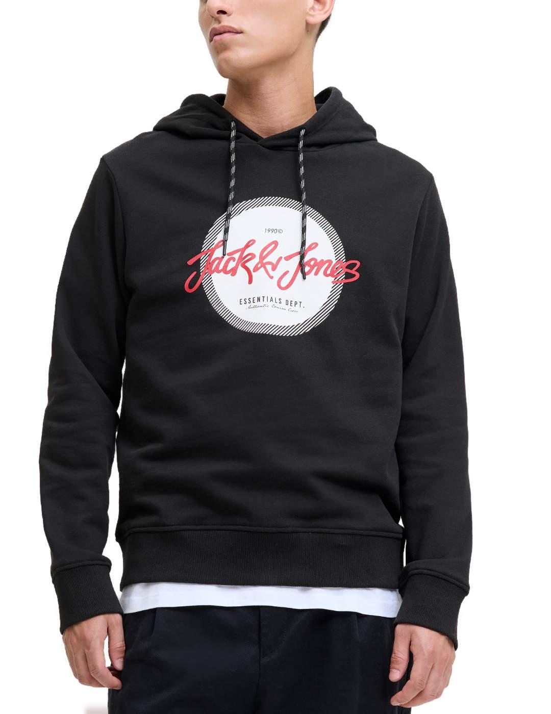 Sudadera Jack&Jones Urban negra con capucha para hombre