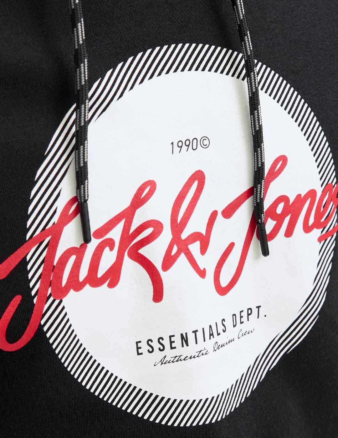 Sudadera Jack&Jones Urban negra con capucha para hombre