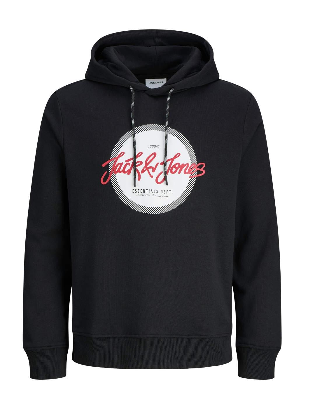Sudadera Jack&Jones Urban negra con capucha para hombre