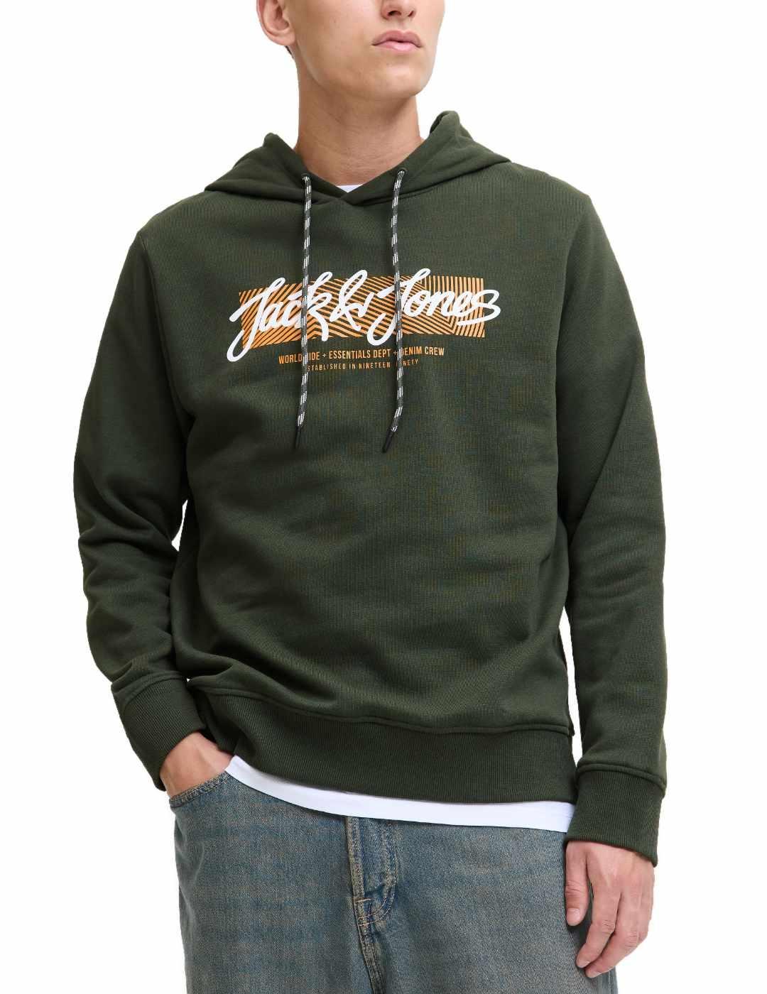 Sudadera Jack&Jones Urban verde con capucha para hombre