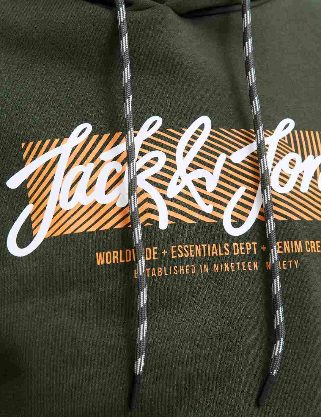 Sudadera Jack&Jones Urban verde con capucha para hombre