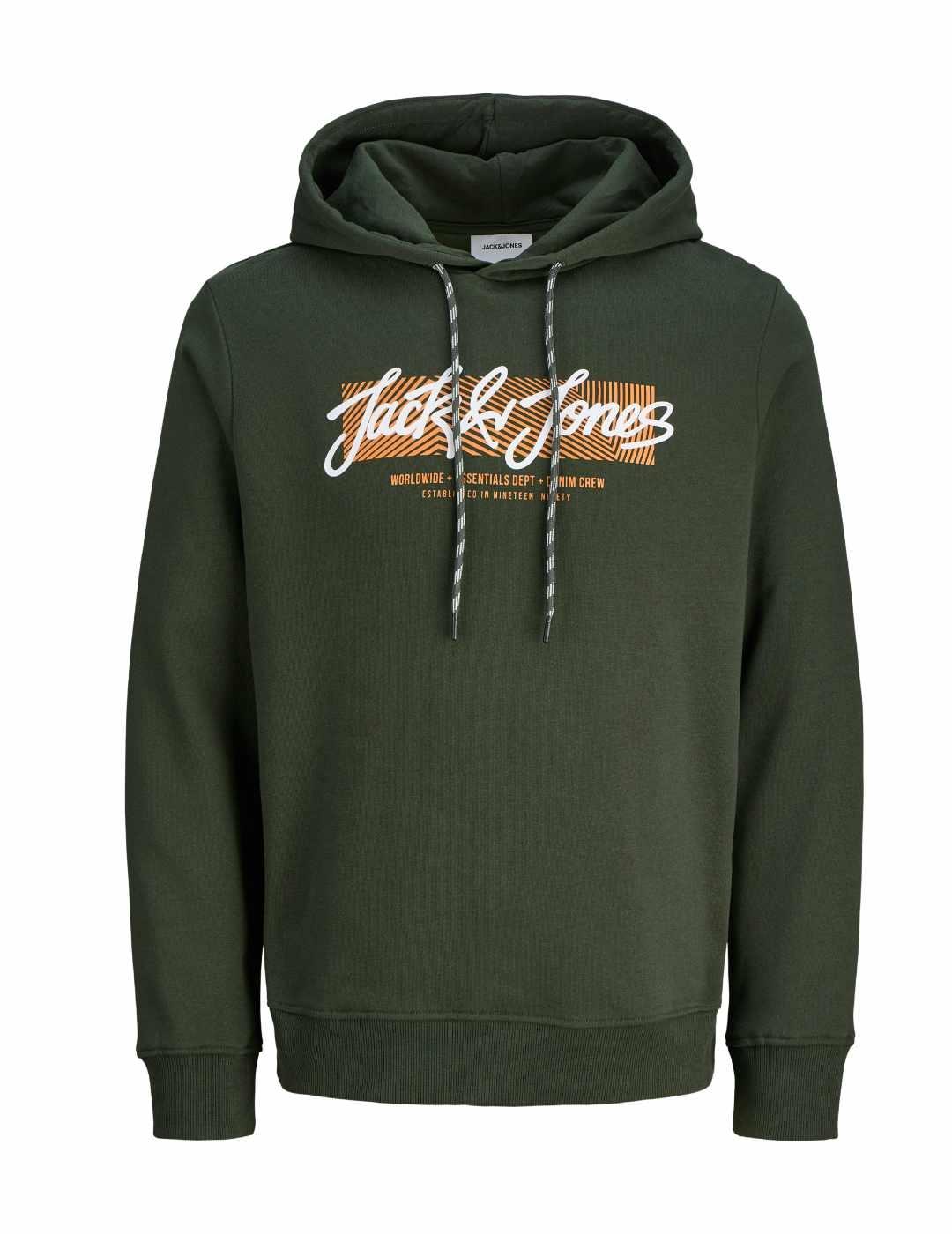 Sudadera Jack&Jones Urban verde con capucha para hombre
