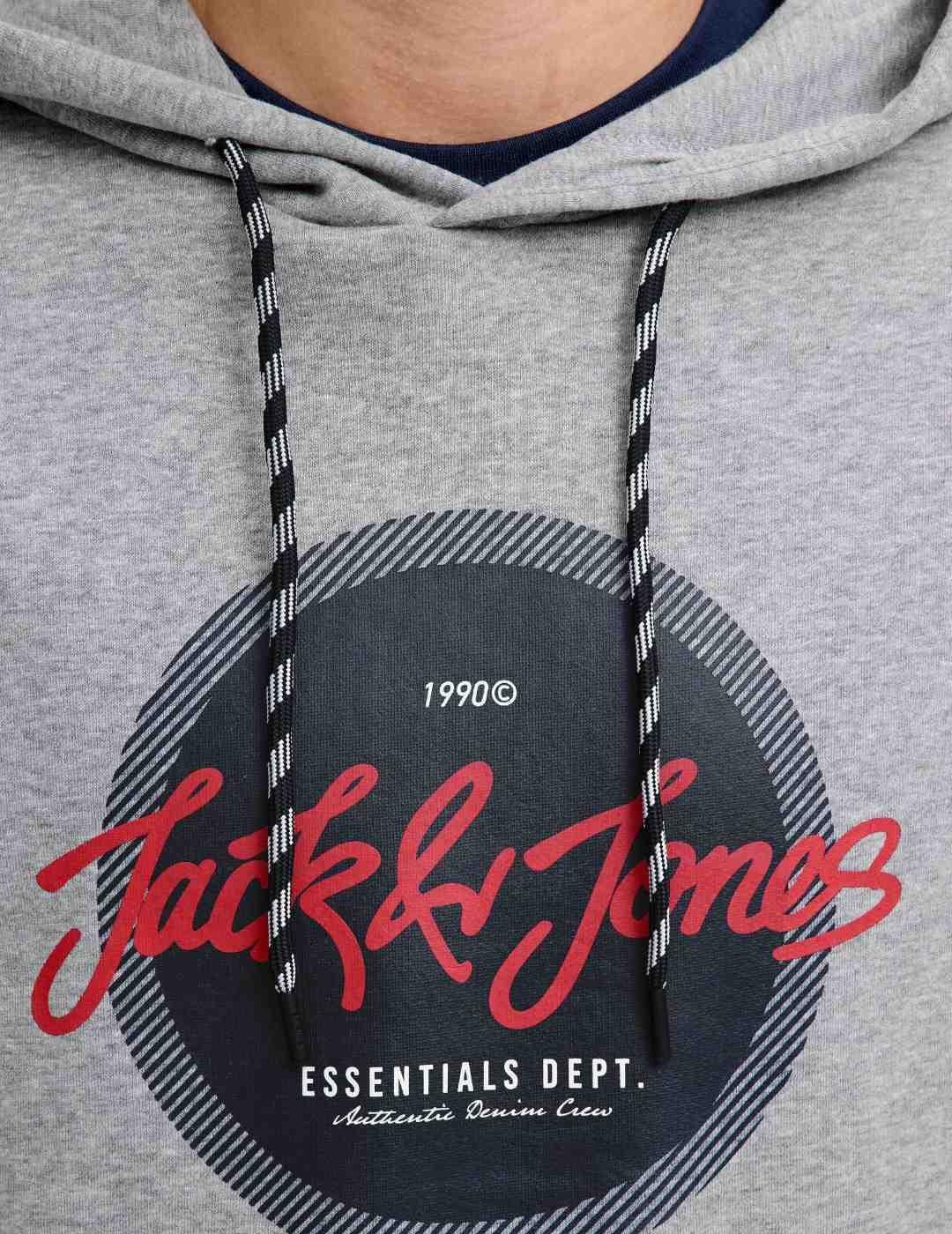 Sudadera Jack&Jones Urban gris con capucha para hombre