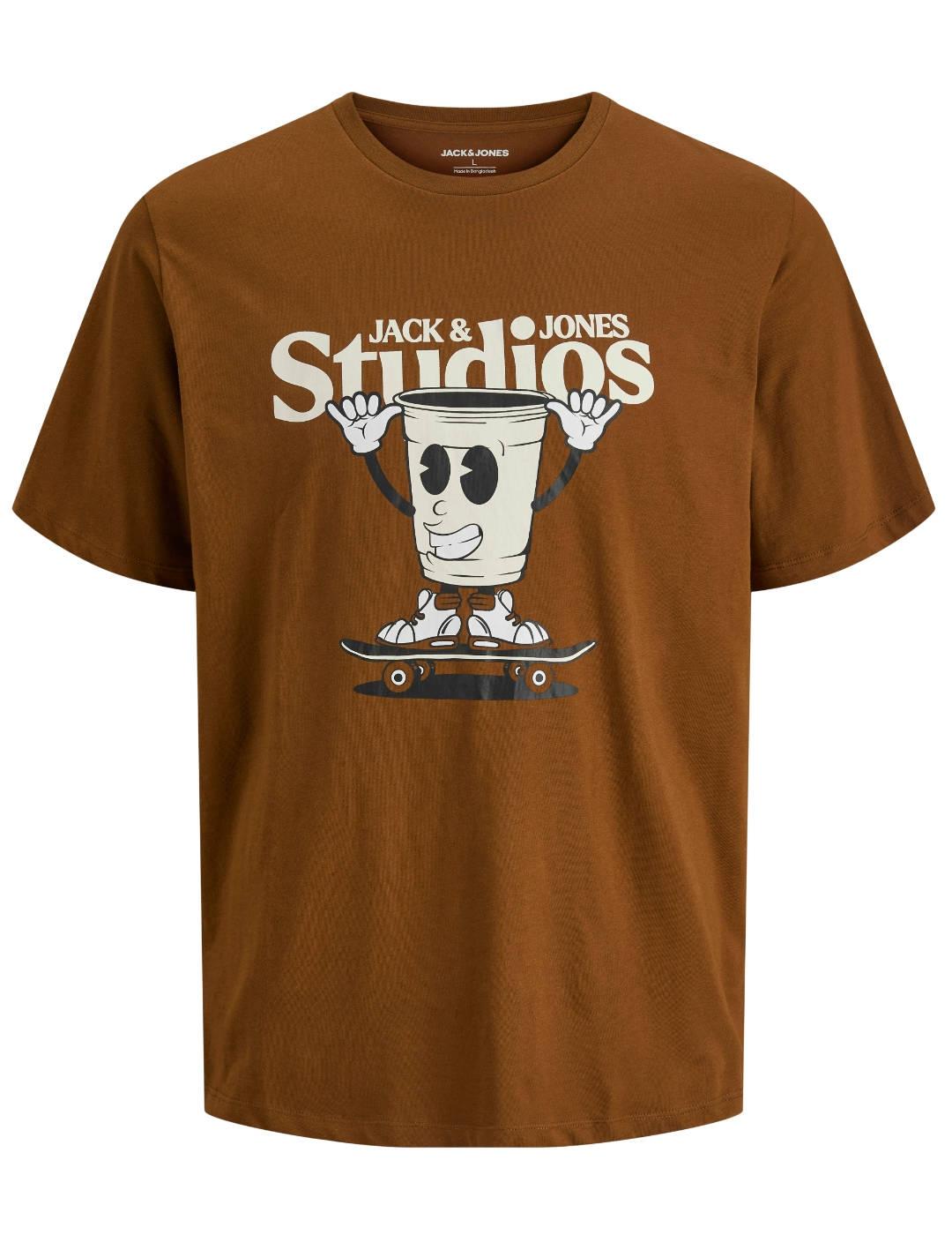 Camiseta Jack&Jones Masao marrón manga corta para hombre