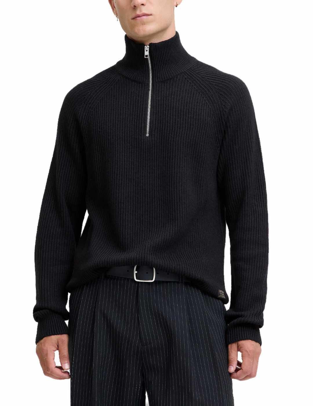Jersey Jack&Jones Pannel negro media cremallera para hombre