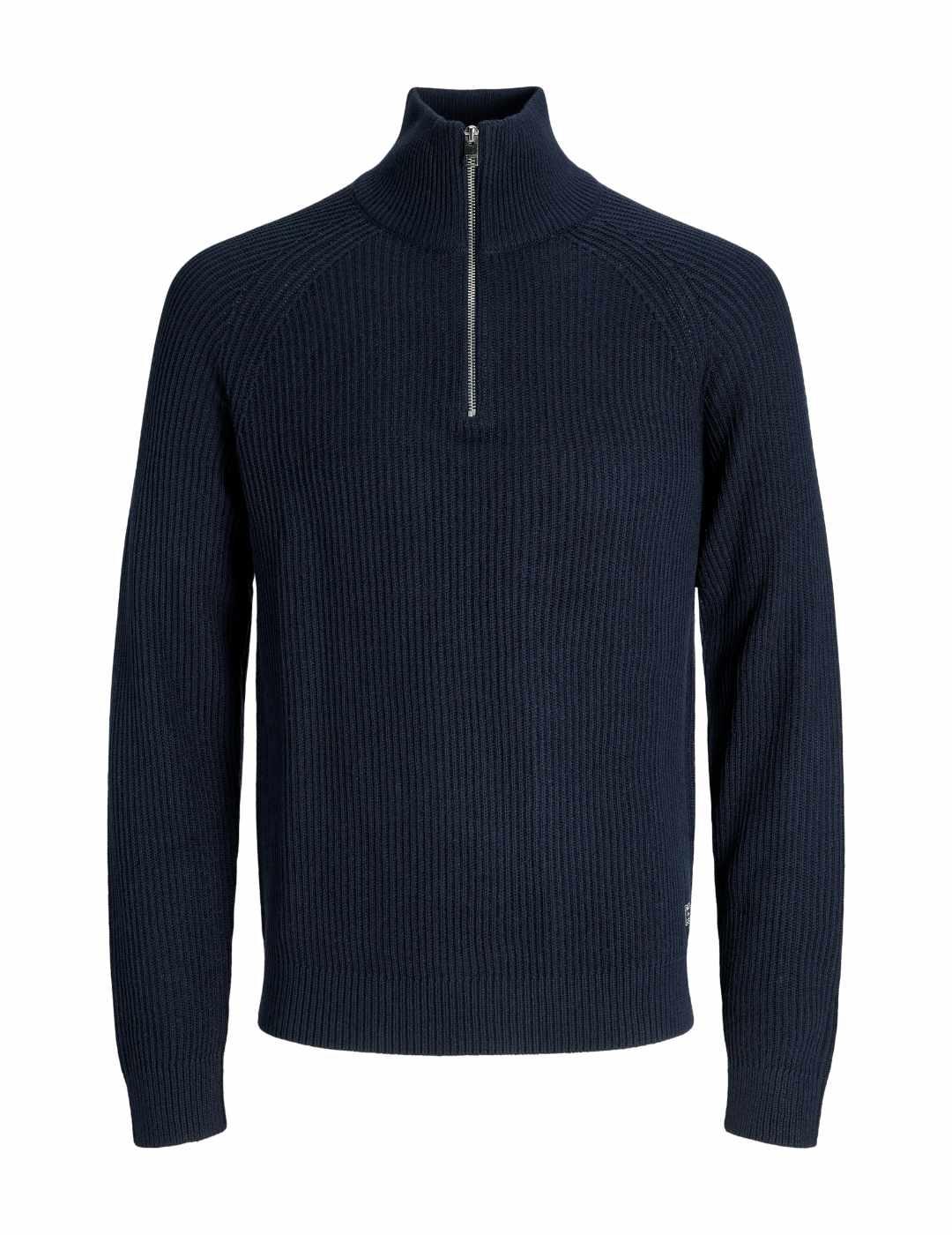 Jersey Jack&Jones Pannel azul media cremallera para hombre