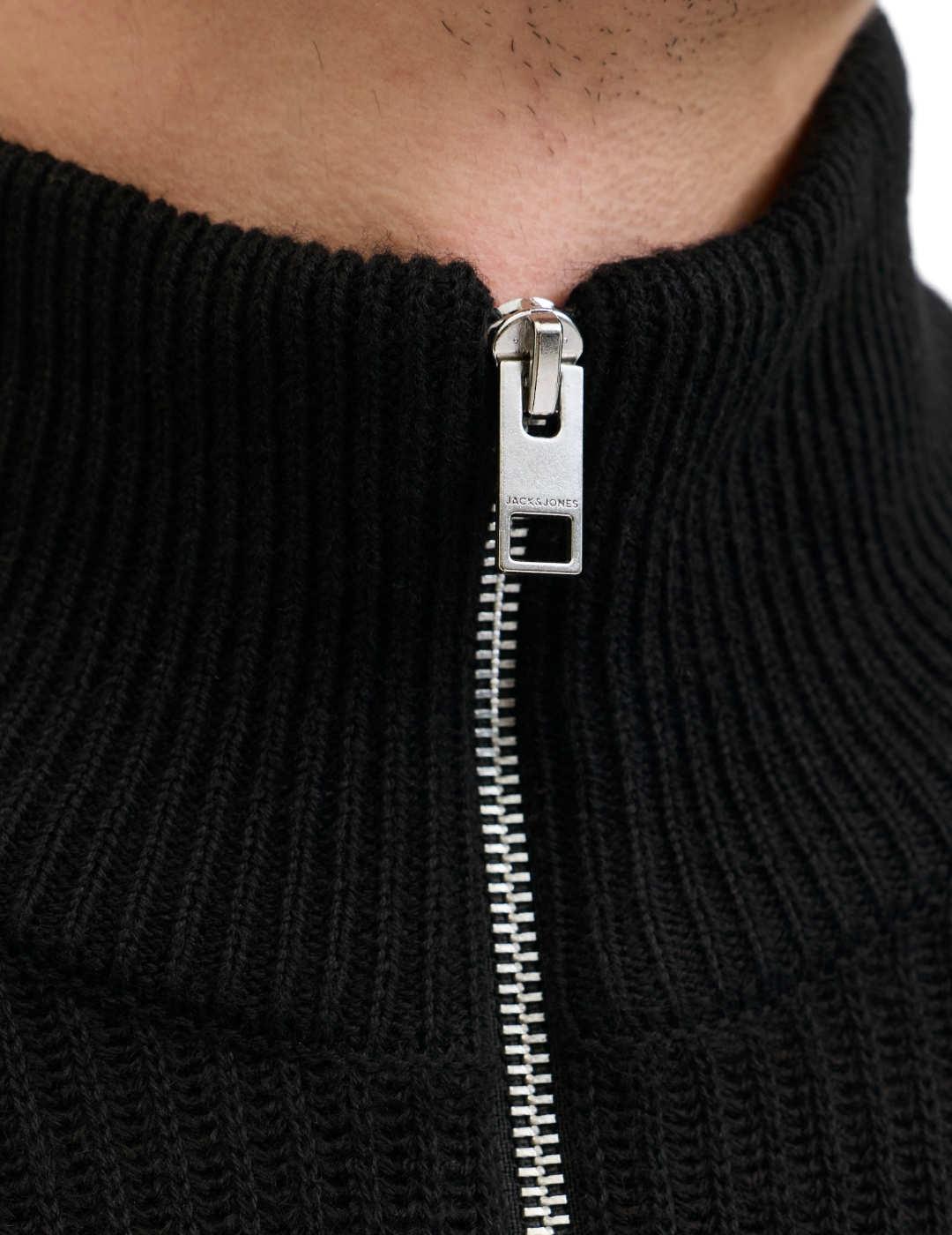 Cárdigan Jack & Jones cuello alto corte relax negro  hombre