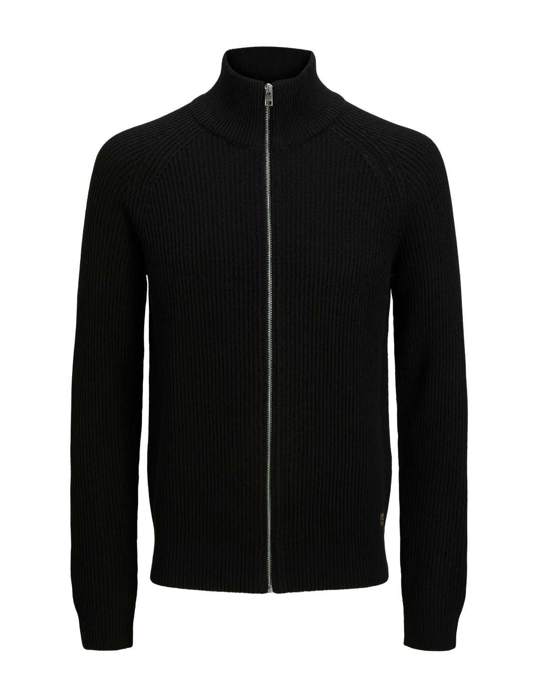 Cárdigan Jack & Jones cuello alto corte relax negro  hombre
