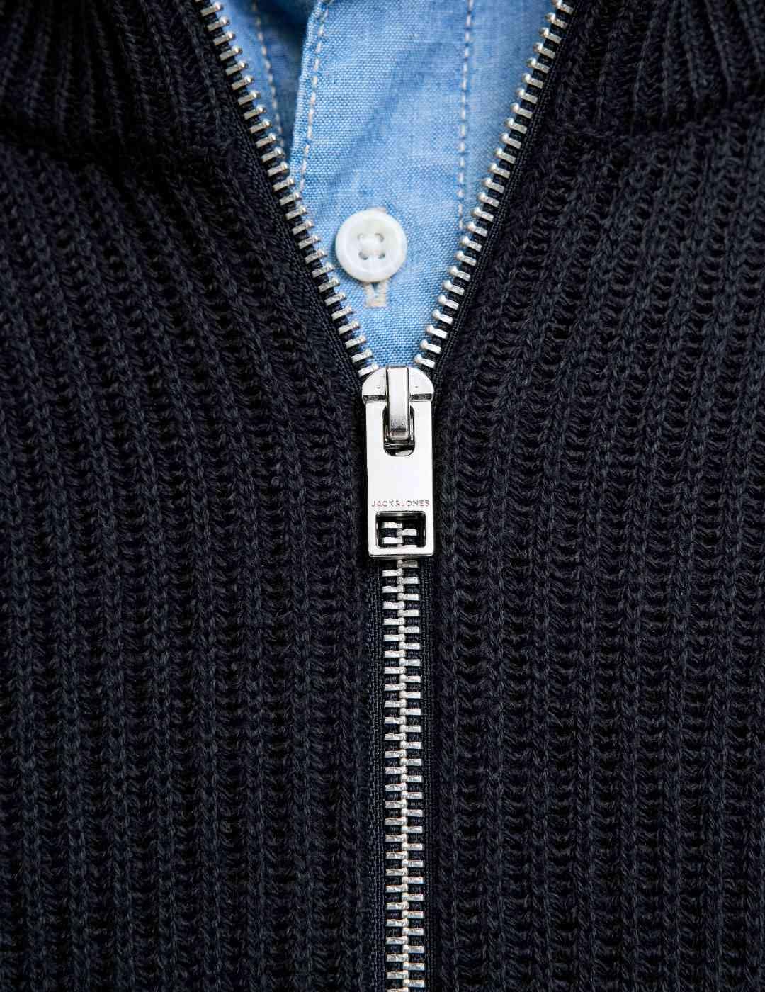 Cárdigan Jack & Jones cuello alto corte relax marino hombre