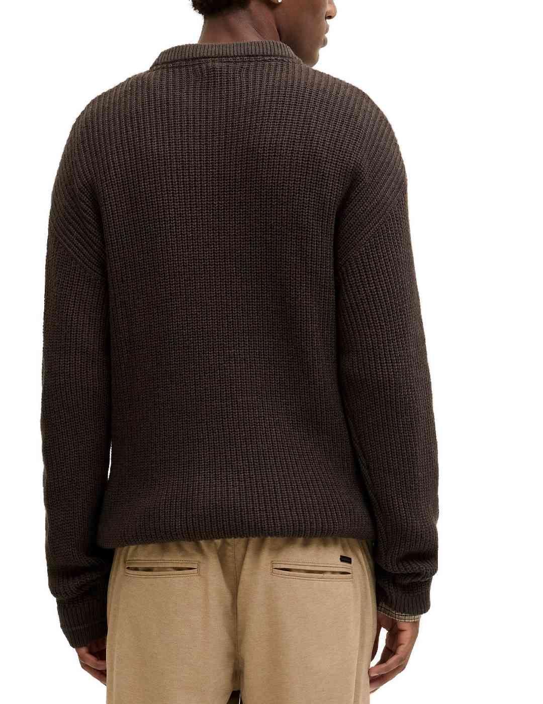 Jersey Jakc&Jones Kaito chocolate de punto grueso de hombre