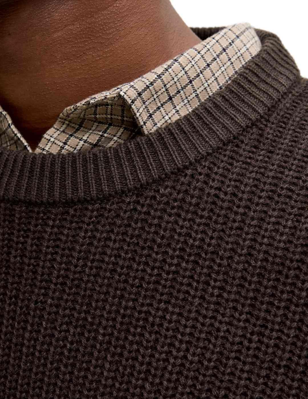 Jersey Jakc&Jones Kaito chocolate de punto grueso de hombre