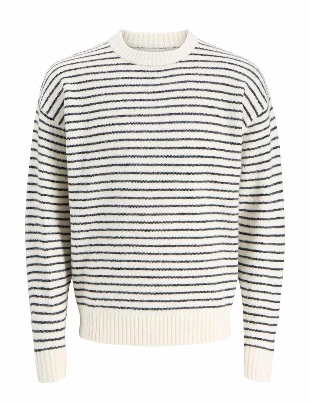 Jersey Jakc&Jones Soho rayas blanco con negras para hombre