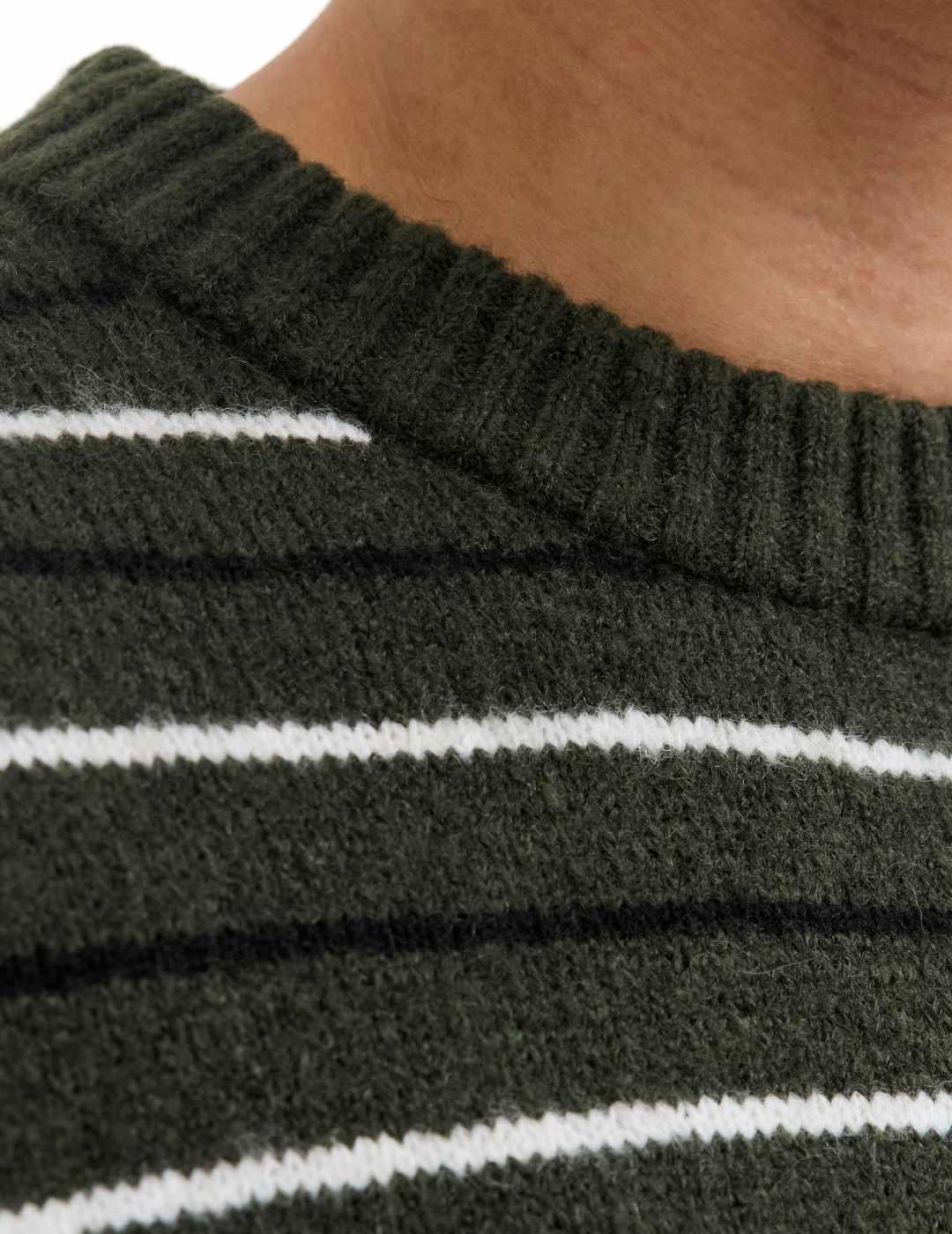 Jersey Jack & Jones Soho verde con rayas blancas de hombre