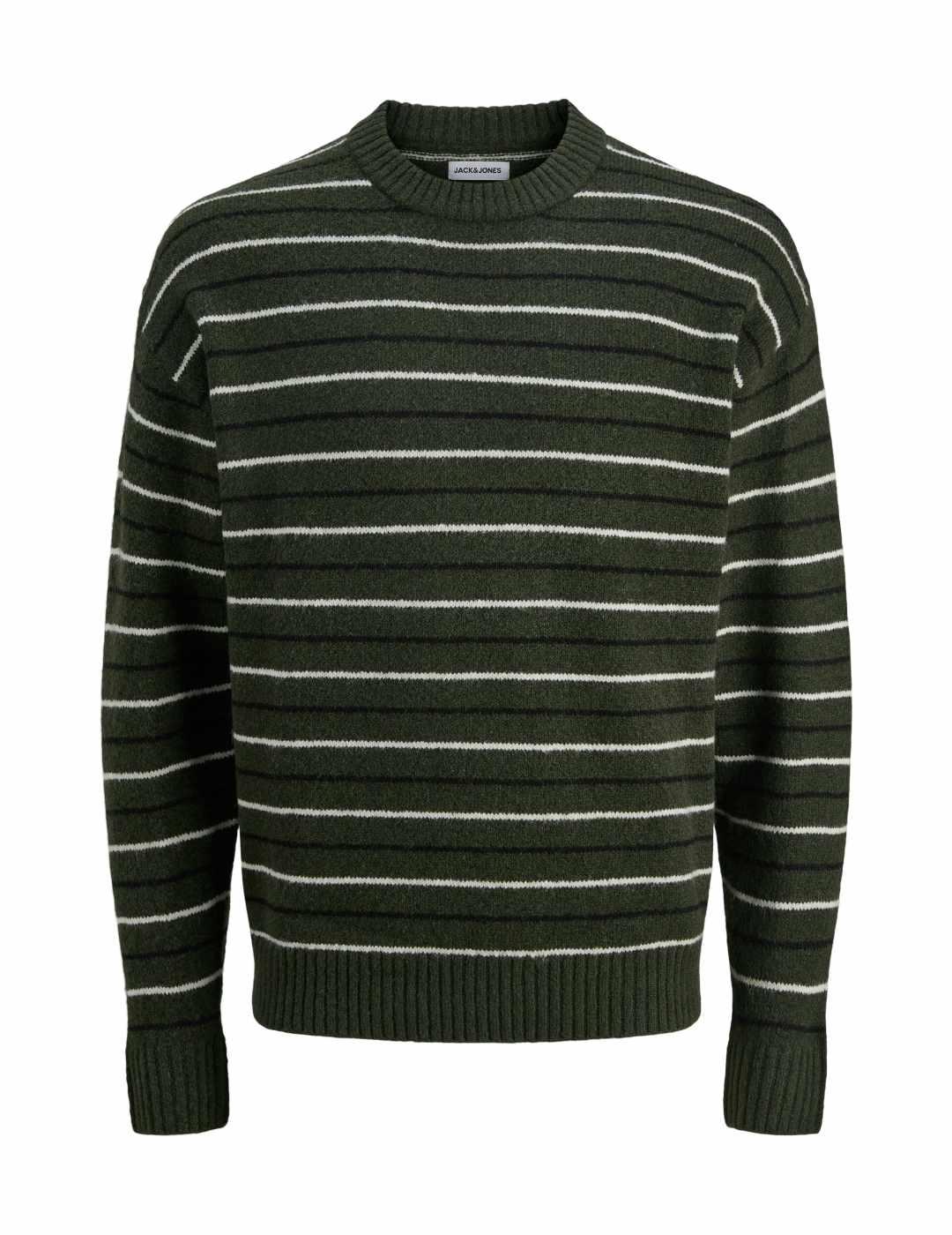 Jersey Jack & Jones Soho verde con rayas blancas de hombre