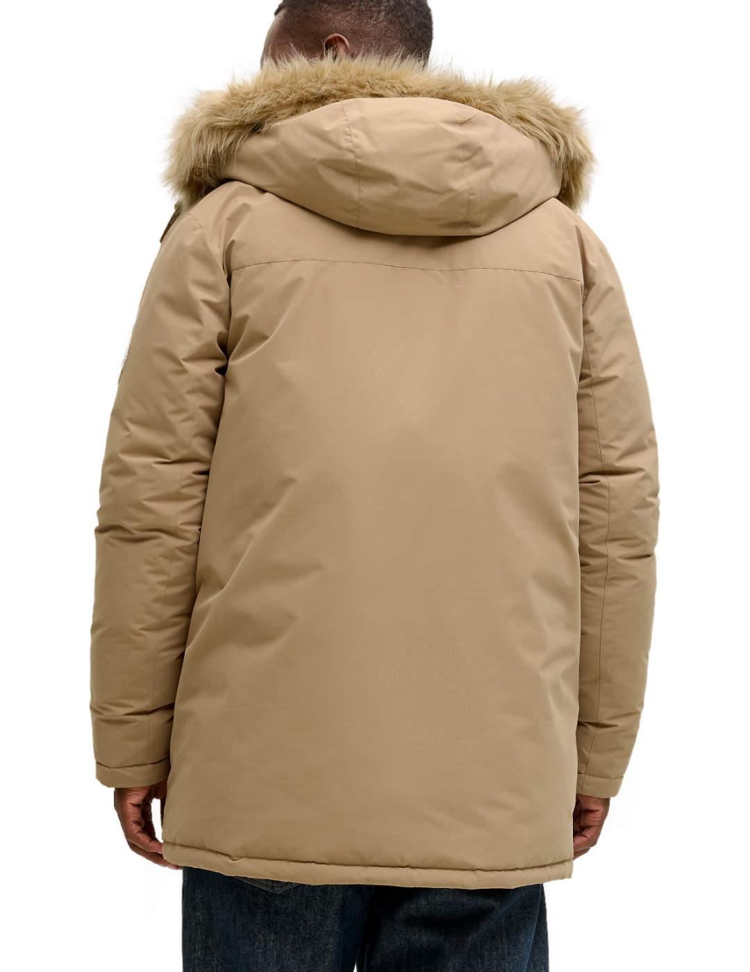 Parka Jack&Jones Camp camel con capucha para hombre