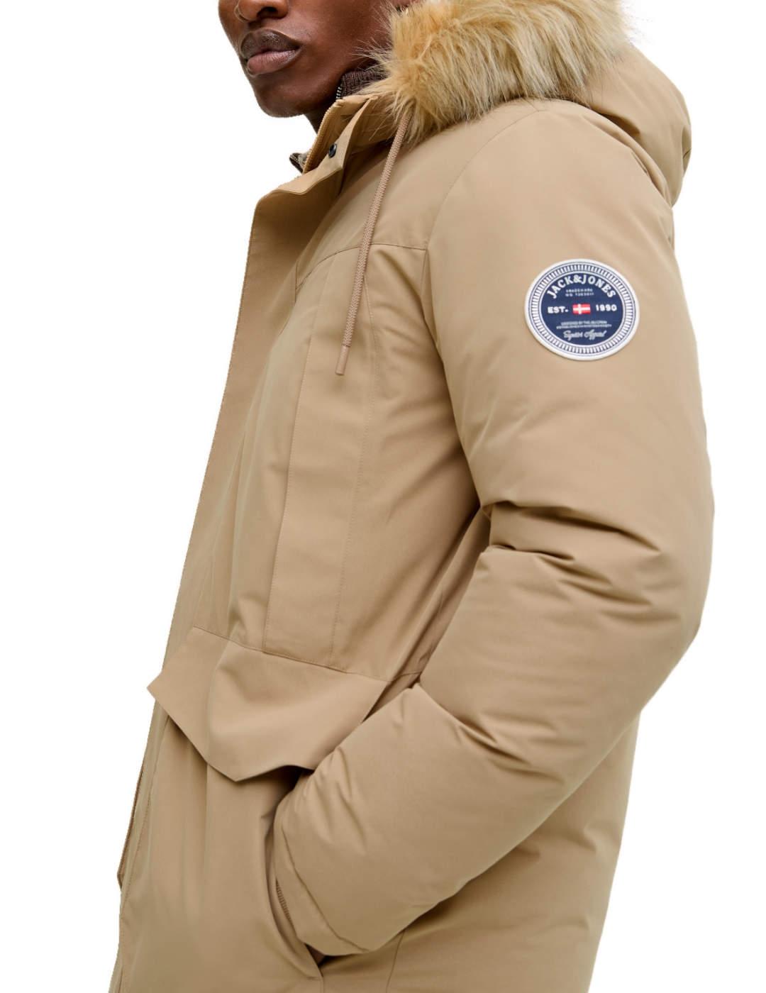 Parka Jack&Jones Camp camel con capucha para hombre