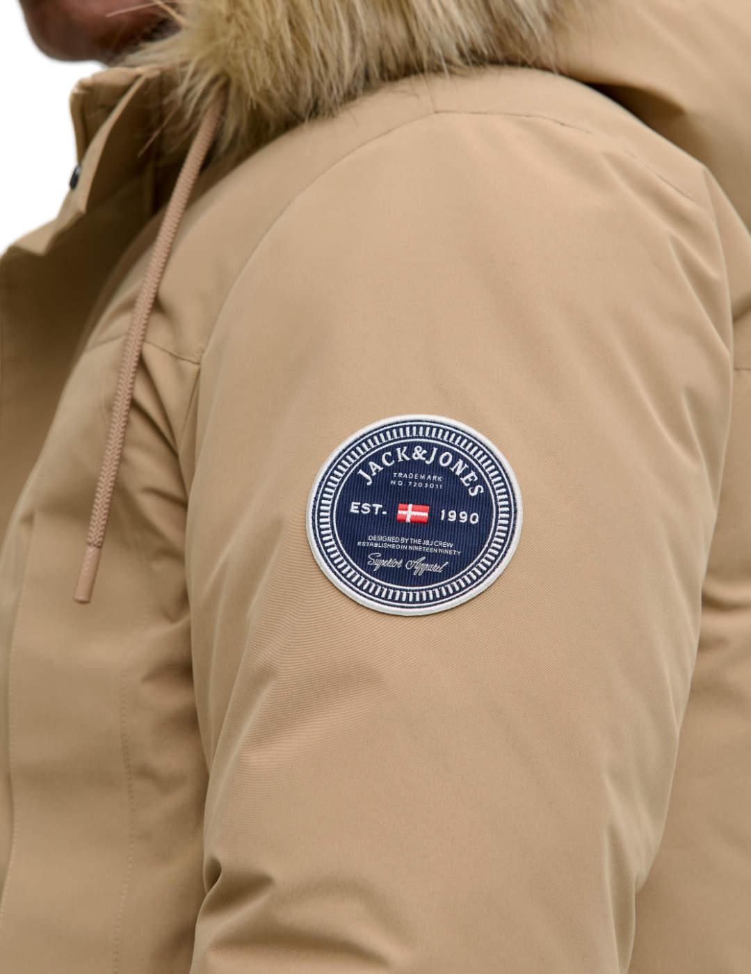 Parka Jack&Jones Camp camel con capucha para hombre