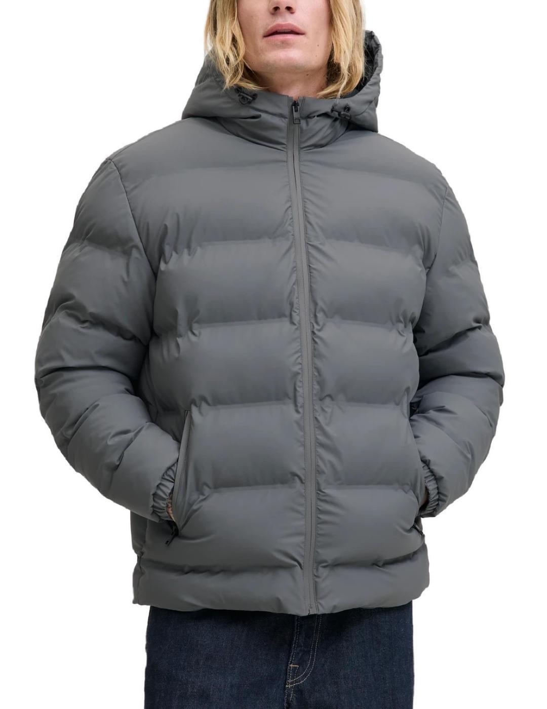 Plumas Jack&Jones Elements gris acolchado capucha de hombre