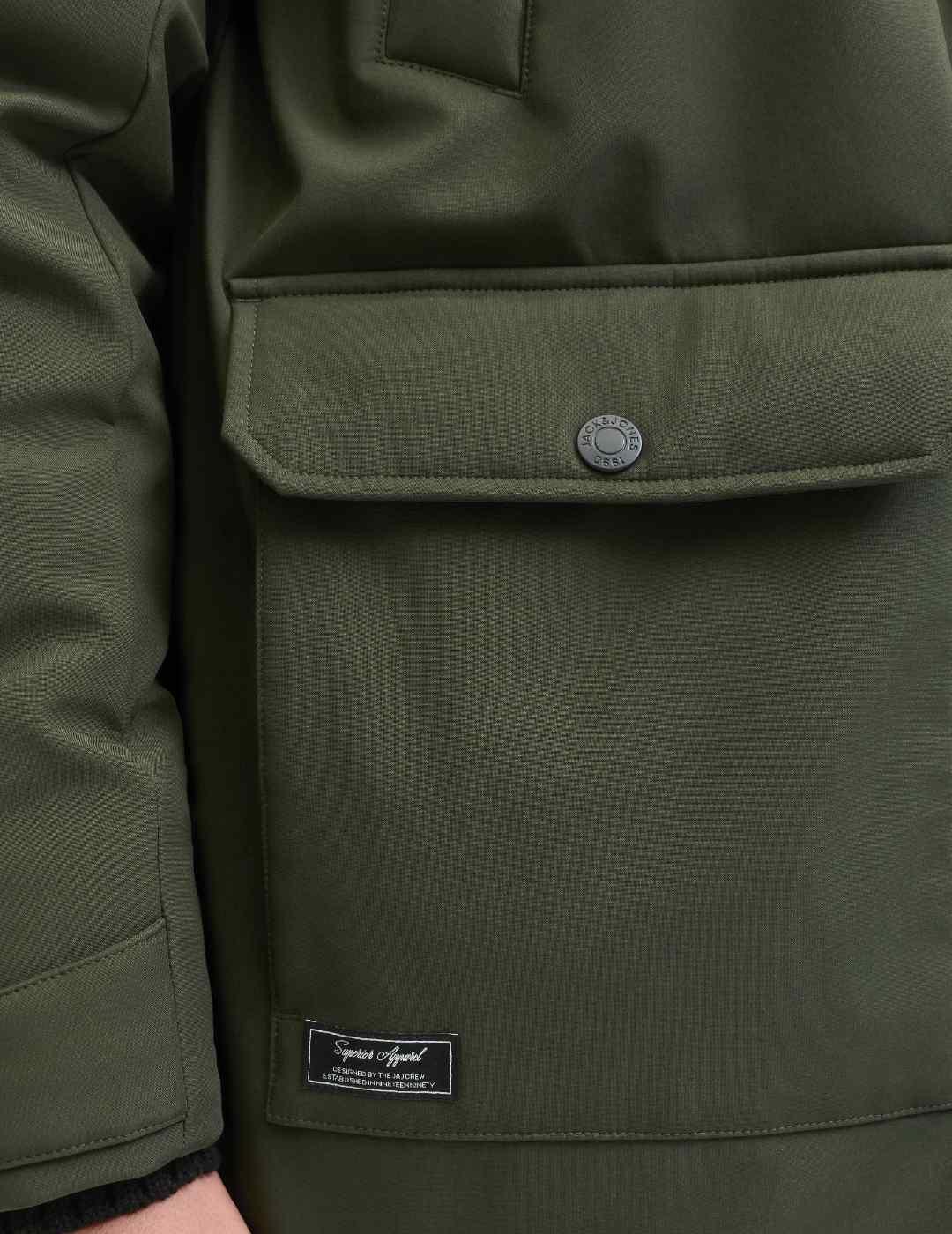 Parka Jack&Jones Finn verde oliva con chaleco para hombre