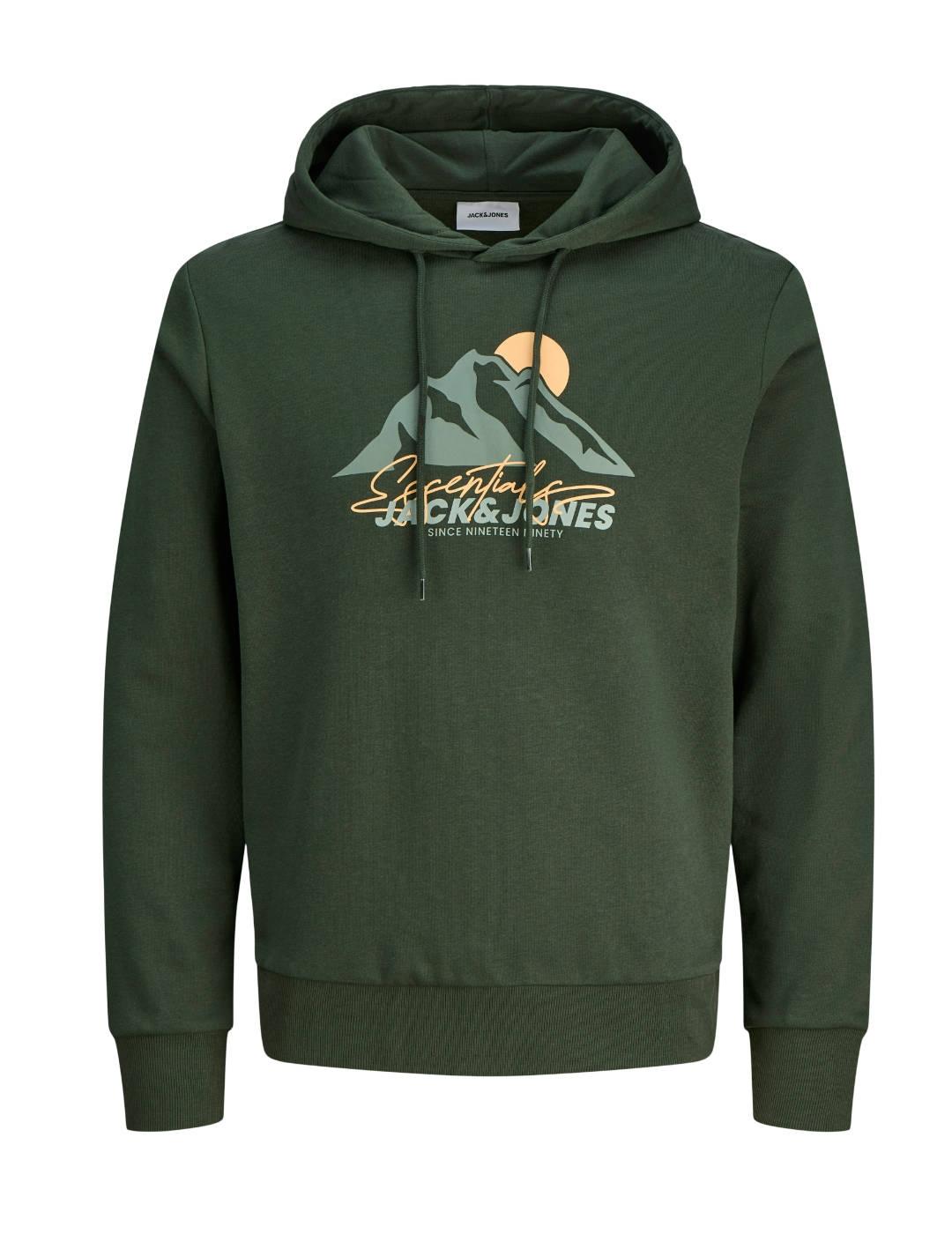 Sudadera Jack&Jones Sun verde con capucha para hombre