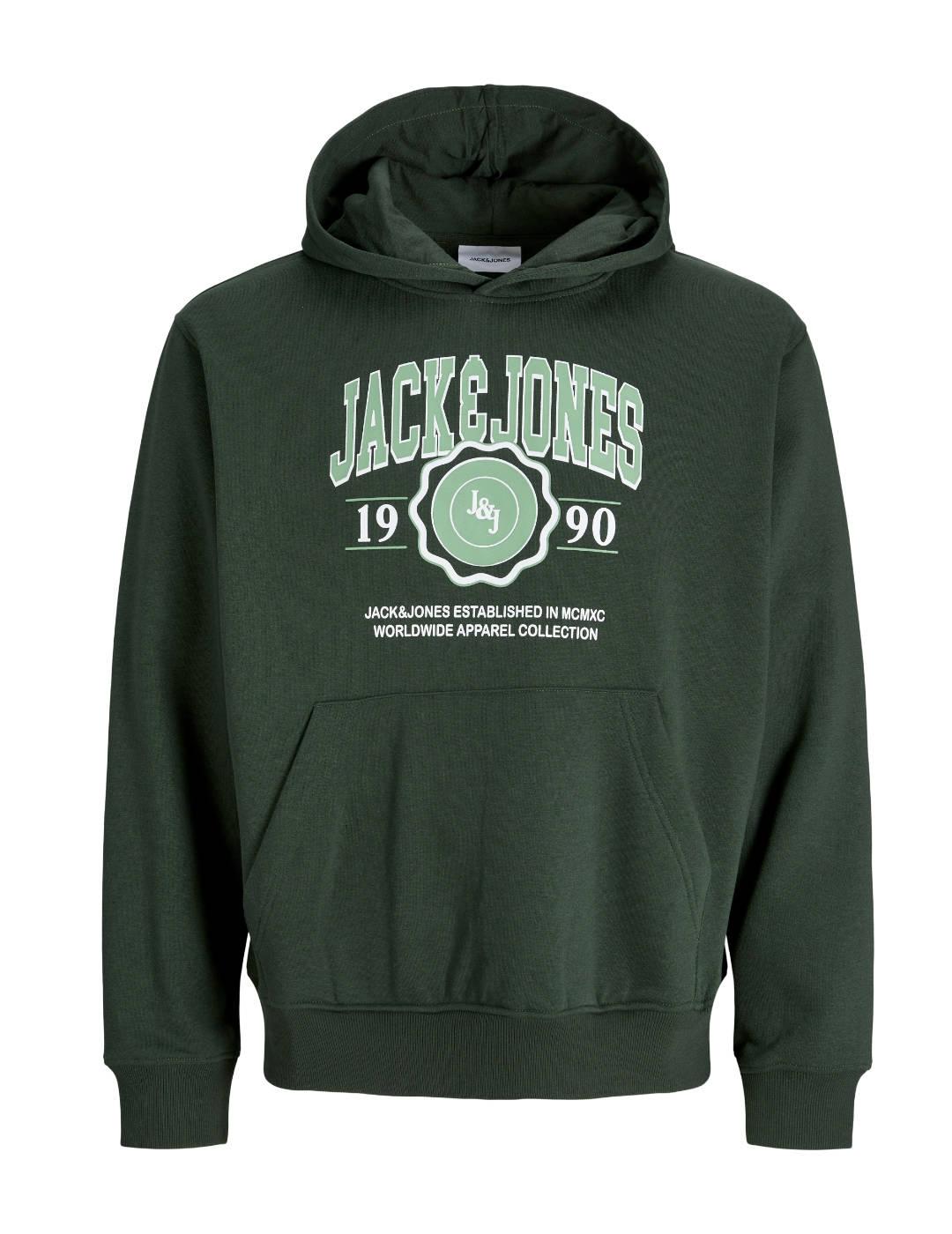 Sudadera Jack&Jones Mako verde oscuro capucha de hombre