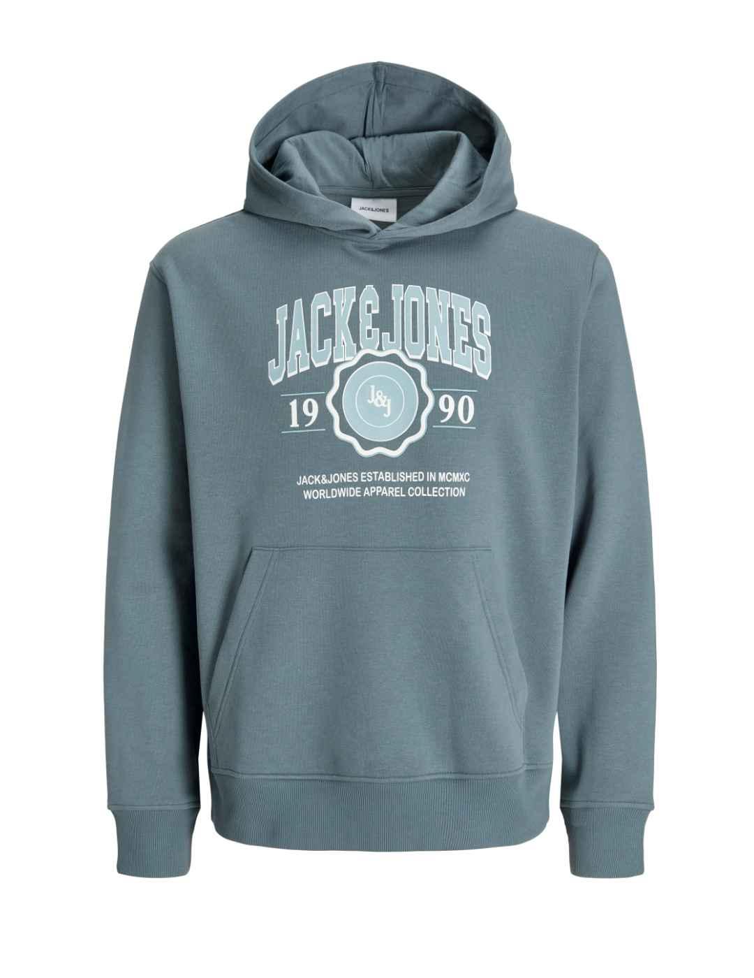 Sudadera Jack&Jones Mako azul grisáceo capucha de hombre