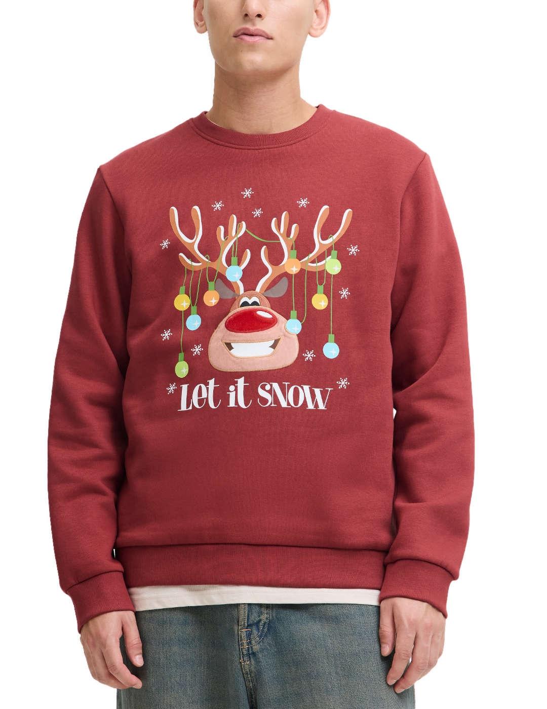 Jersey Jack&Jones Christmas rojo dibujo reno de hombre