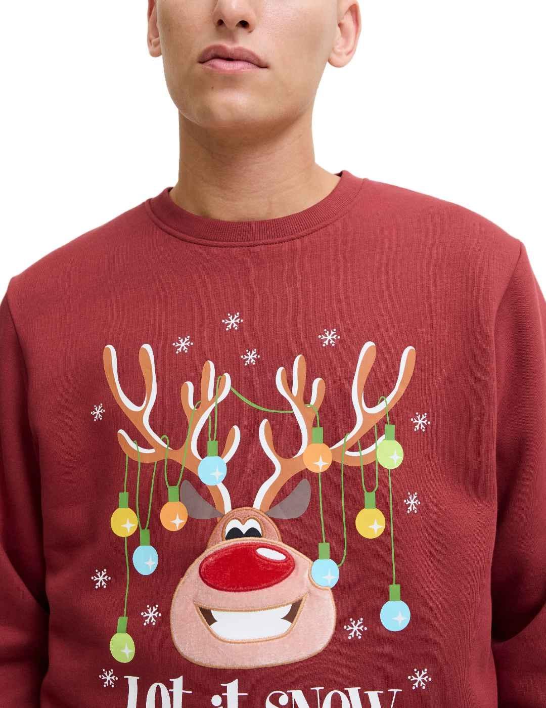 Jersey Jack&Jones Christmas rojo dibujo reno de hombre