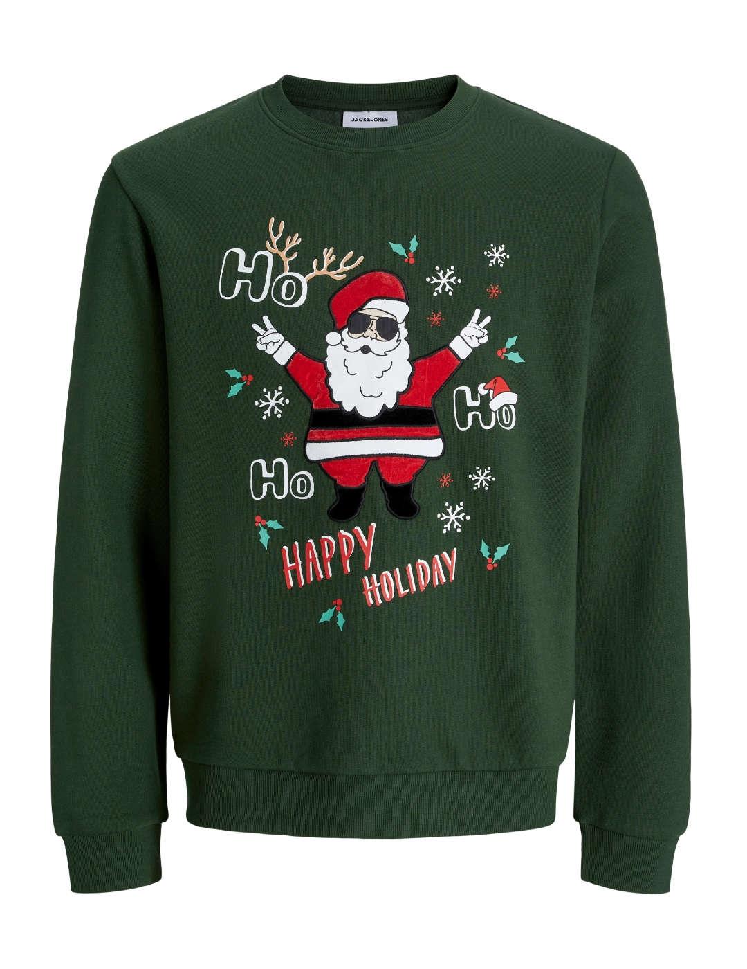 Sudadera Jack&Jones Christmas verde Santa Claus de hombre