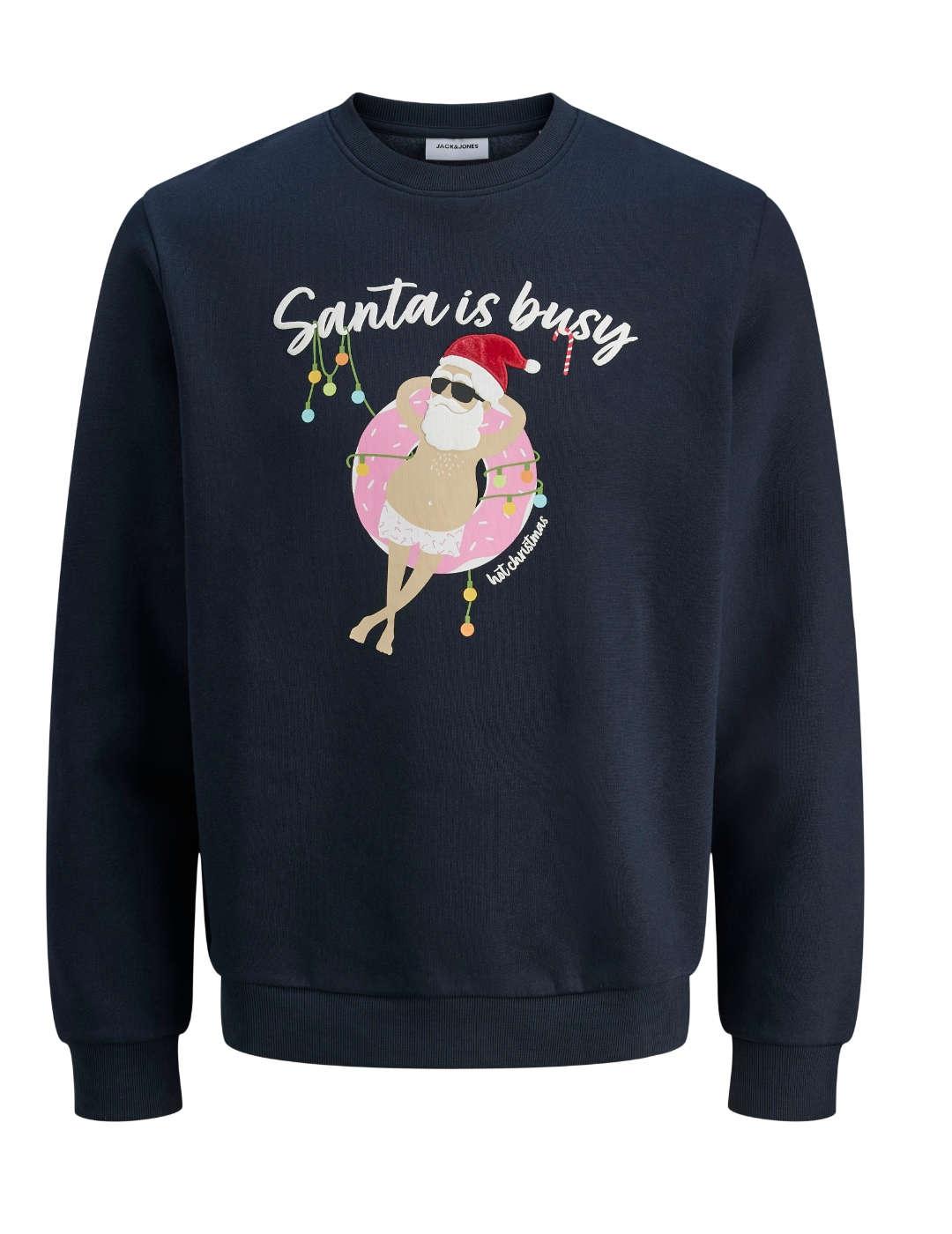 Sudadera Jack&Jones Christmas azul motivo navideño de hombre