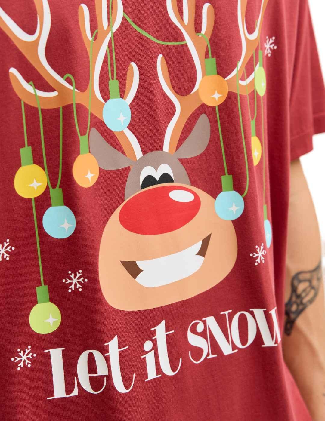 Camiseta Jack & Jones diseño navideño roja de hombre